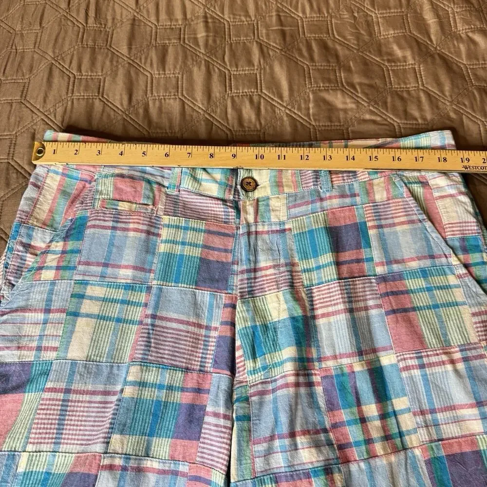 Charleston Threads Mens 38 Madras Patchwork Plaid Shorts Cotton Preppy Coastal